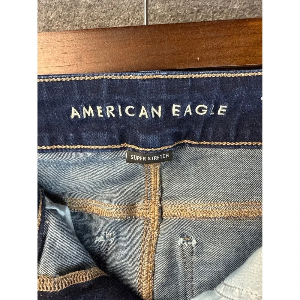 American Eagle Hi-Rise Artist Flare Jeans Dark Wash Double Button‎ Size 4 Short
